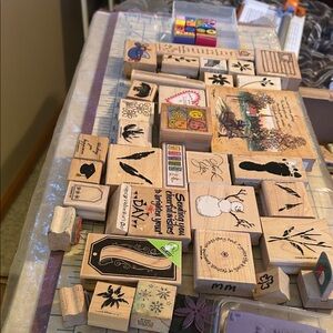 Assorted 38  Wooden Home Design Stamps an 2 new boxes ready for your journals .